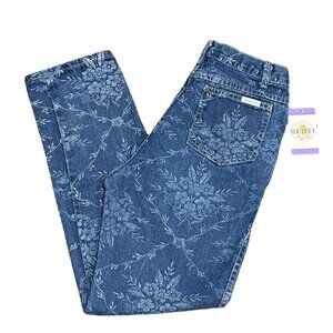 Vintage New Breed 11/12 High Waisted Mom Jeans Floral Denim 80s 90s Made in USA